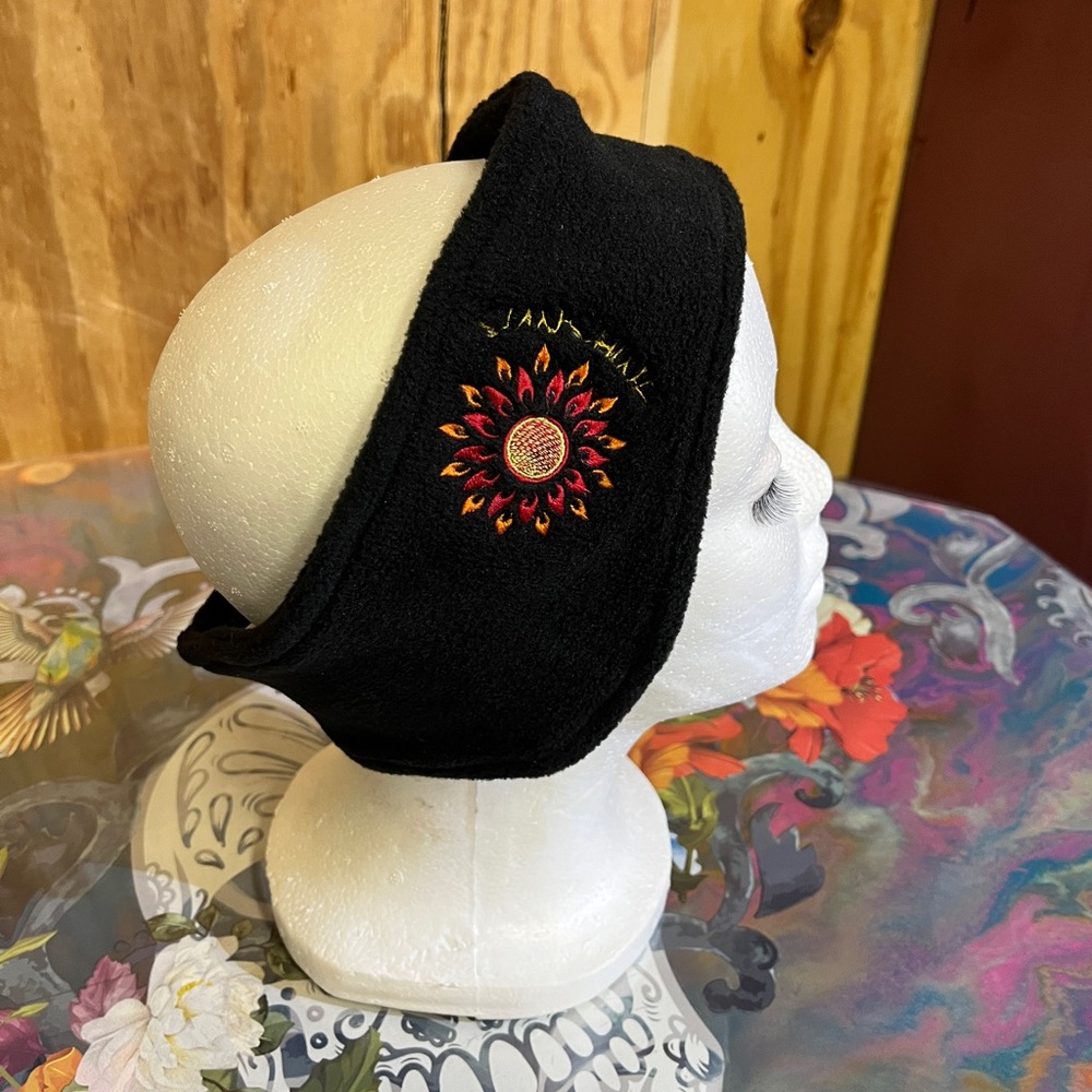 NEW Embroidered Fleece Headband in Black with SUNSHINE design